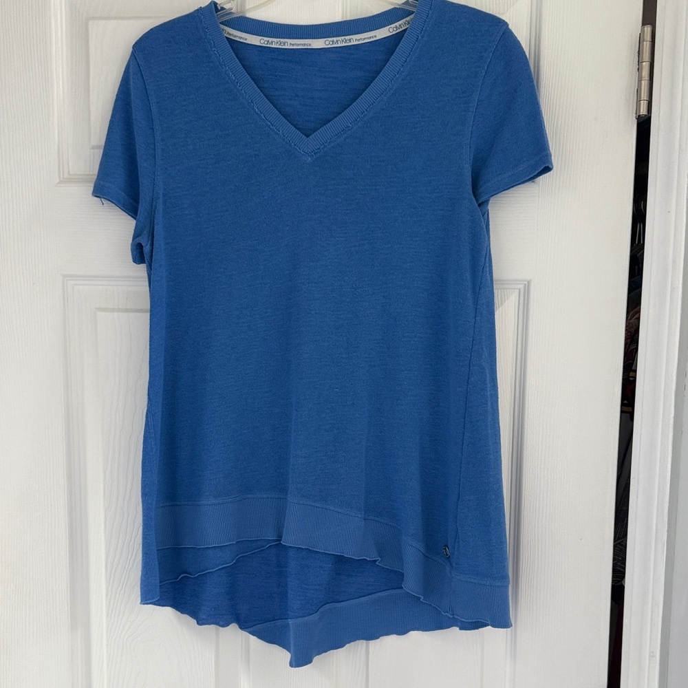 Calvin Klein Performance Blue V-Neck Short Sleeve Tee
